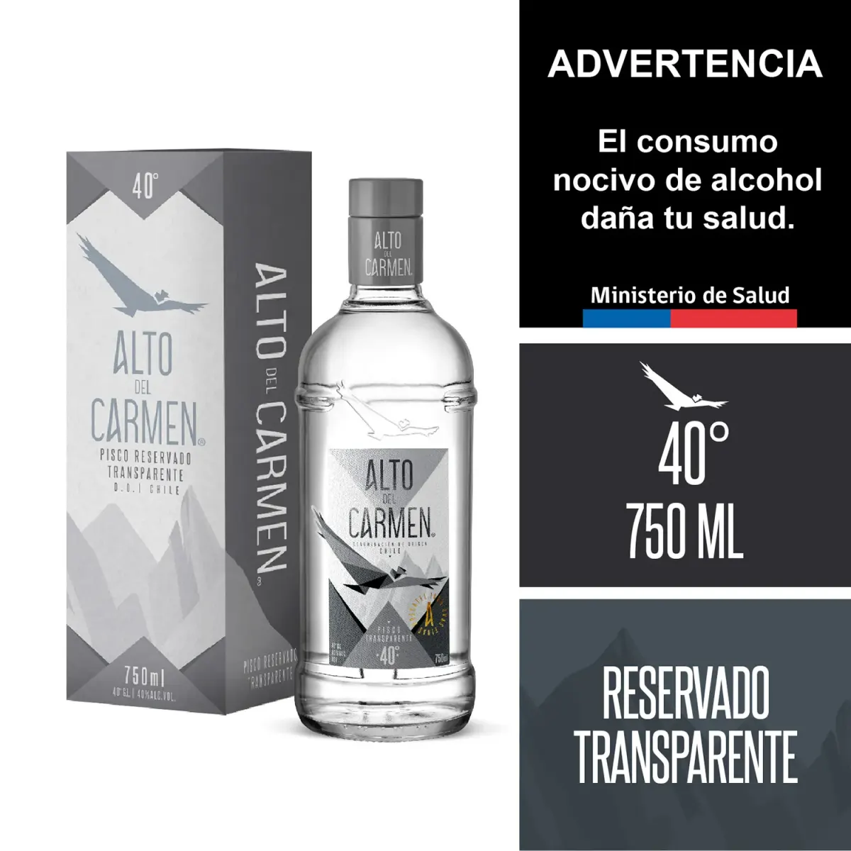 Pisco Alto Del Carmen Reservado Transparente 750cc